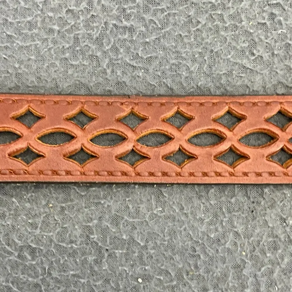 Vintage Brown Genuine Leather Belt Cut Out Tooled Women Large 27.5” - 31.5”